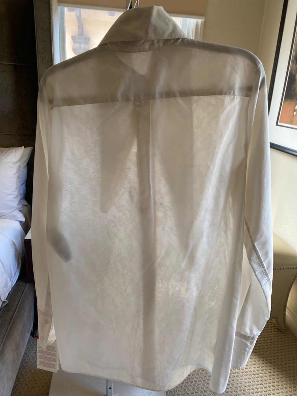 Valentino White Sheer Lace-Front Dress Shirt with Pointed Collar - Picture 2 of 10